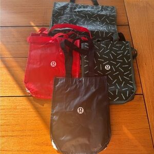 lululemon athletica Red and Black Tote Bag Collection 1 Large and 3 small